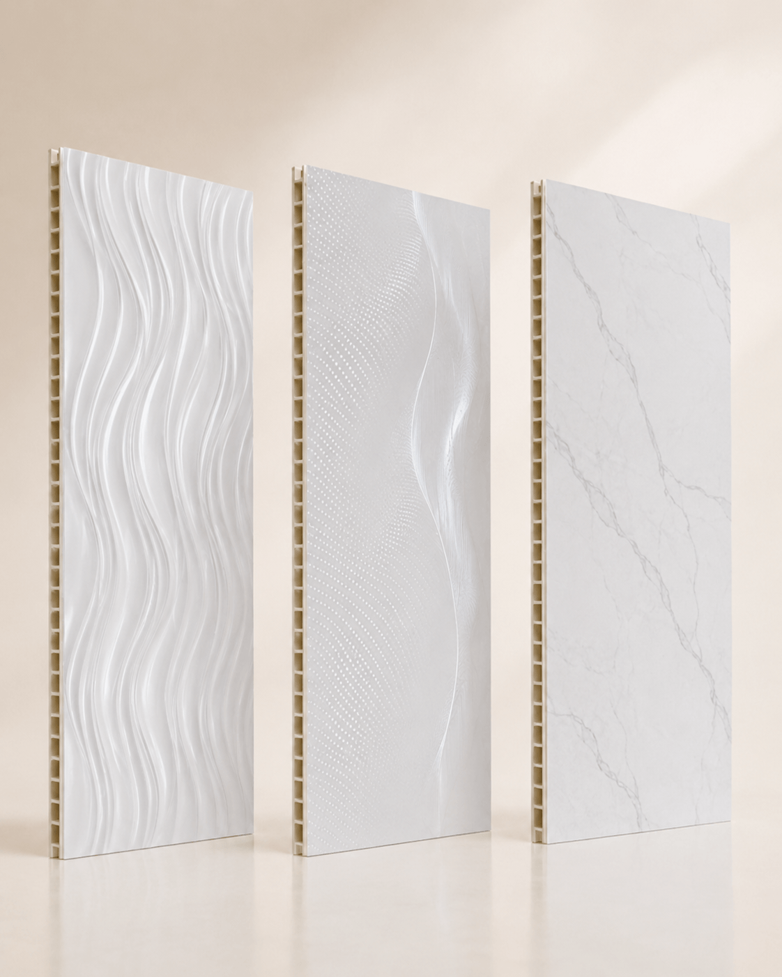 Paneles de PVC con texturas 3D y blancos ópticos